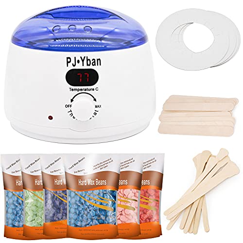 Waxing Kit for Women Men, PJYban Digital Hair Removal Wax Warmer with 6 Packs Hard Wax Beans and 20 pcs Wooden Applicator Sticks, Relaxing Home Wax Kit for Body, Legs, Face, Underarm, Bikini(white) | The Storepaperoomates Retail Market - Fast Affordable Shopping