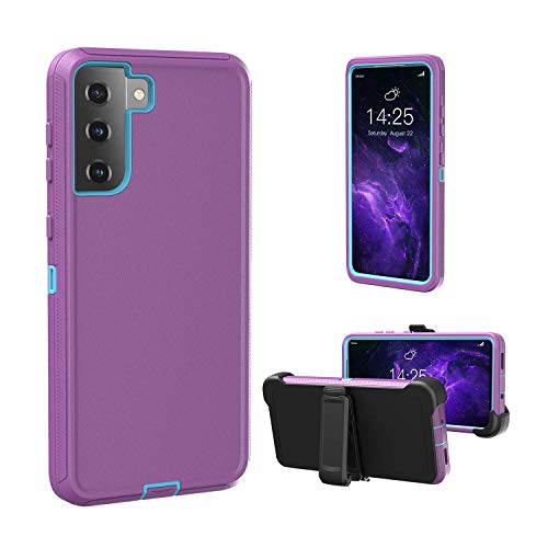 case for Galaxy S21 case,Samsung S21case,S21 Heavy Duty case[ with Clip][Shockproof] [Dropproof] [Dust-Proof], case for Samsung Galaxy S21 (PurpleSky Blue)