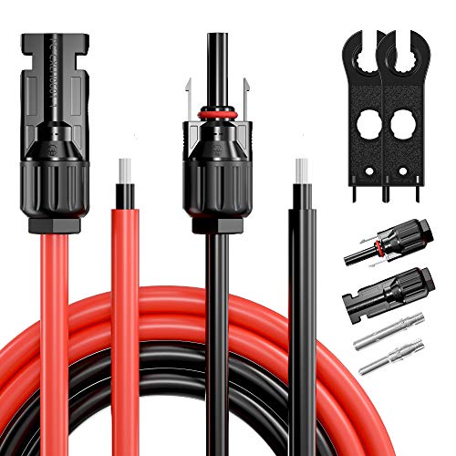SOLPERK 20 Feet 10AWG Solar Extension Cable with Weatherproof Female and Male Connector with Extra Free Pair of Connectors Solar Panel Adaptor Kit Tool (20FT Red + 20FT Black) | The Storepaperoomates Retail Market - Fast Affordable Shopping