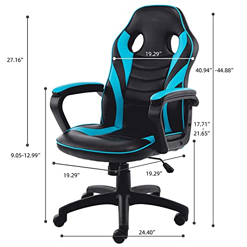 Bonzy Home Gaming Chair Racing Style Office Swivel Computer Desk Chair Ergonomic Conference Chair Work Chair with Lumbar Support PU Leather (Hatsune Green) | The Storepaperoomates Retail Market - Fast Affordable Shopping