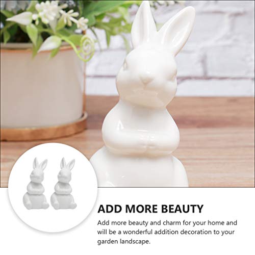 BESPORTBLE 2pcs Ceramics Bunny Figurine Easter White Bunny Figurines Home Decor Rabbits Ornaments for Home Easter Garden Micro Landscape Decor | The Storepaperoomates Retail Market - Fast Affordable Shopping