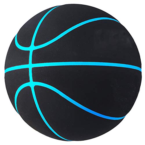 SHENGY No. 7 Professional Basketball, with Pump, Used for Indoor and Outdoor Training and Competition, PVC Leather is Wear-Resistant, Very Suitable As A Gift (Black + Blue)