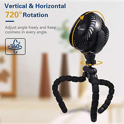 Leipple Mini Stroller Fan 5200mAh -Portable Fan Handheld Clip On Fan Lasts for 20hrs with Flexible Tripod, 4 Speeds, 360° Rotatable -USB Fan Personal Desk Fan Battery Operated Fan for Car Seat,Camping | The Storepaperoomates Retail Market - Fast Affordable Shopping