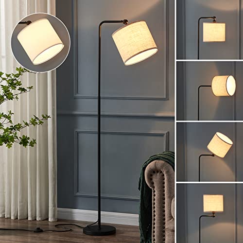 Hong-in LED Floor Lamp Adjustable Standing Lamp with 2 Lampshades, Tall Lamp Modern Floor Light for Living Room Bedrooms Corner, Reading Lamp for Bedroom with Foot Switch | The Storepaperoomates Retail Market - Fast Affordable Shopping