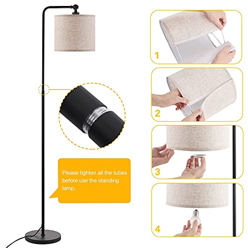 Hong-in LED Floor Lamp Adjustable Standing Lamp with 2 Lampshades, Tall Lamp Modern Floor Light for Living Room Bedrooms Corner, Reading Lamp for Bedroom with Foot Switch | The Storepaperoomates Retail Market - Fast Affordable Shopping