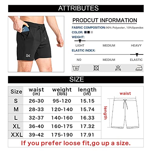 BROKIG Men’s Lightweight Gym Shorts,Bodybuilding Quick Dry Running Athletic Workout Shorts for Men with Pockets(Black, Medium) | The Storepaperoomates Retail Market - Fast Affordable Shopping