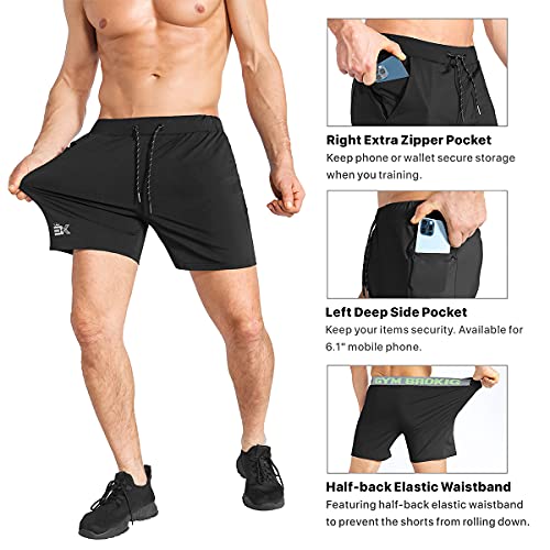 BROKIG Men’s Lightweight Gym Shorts,Bodybuilding Quick Dry Running Athletic Workout Shorts for Men with Pockets(Black, Medium) | The Storepaperoomates Retail Market - Fast Affordable Shopping