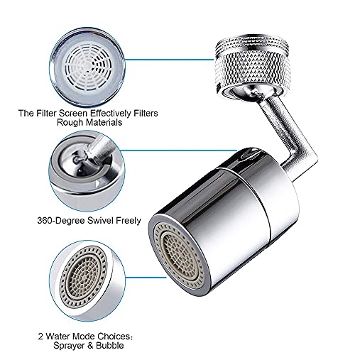 Universal Splash Filter Faucet, 720° Rotatable Faucet Sprayer Head with 2 Water Outlet Modes, 4-Layer Mesh Filter for Bathroom Kitchen | The Storepaperoomates Retail Market - Fast Affordable Shopping