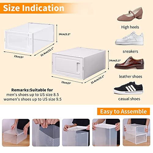 WAYTRIM 18 Pack Plastic Shoe Storage Box Flodable Shoe Storage Organizer Drop Front Shoe Storage Bins with Lids for Women Size 11,Saving Space Sneaker Shoe Container for Closets,Clear and White Set | The Storepaperoomates Retail Market - Fast Affordable Shopping