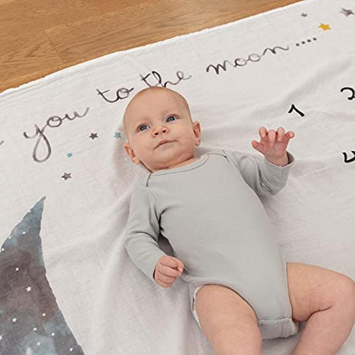 Pondering Pine Organic Baby Monthly Milestone Blanket for Boy or Girl – Moon Baby Month Blanket for Boys – Love You to The Moon and Back Blanket with Stars, 1-12 Months Milestones, 47”x47” | The Storepaperoomates Retail Market - Fast Affordable Shopping