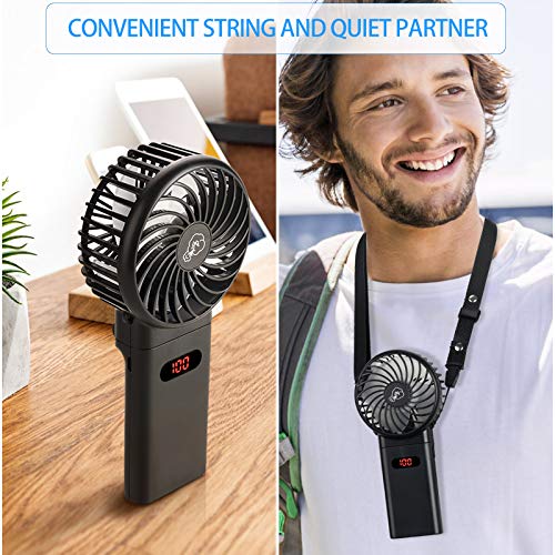 Socool fan Personal Fan, Mini Handheld Fan with Lanyard, 4000mAh Rechargeable Battery Operated Fan, LCD Display Mini USB Fan Desk Fan for Office Home Outdoor Sport Traveling, Max 15 Working Hours | The Storepaperoomates Retail Market - Fast Affordable Shopping