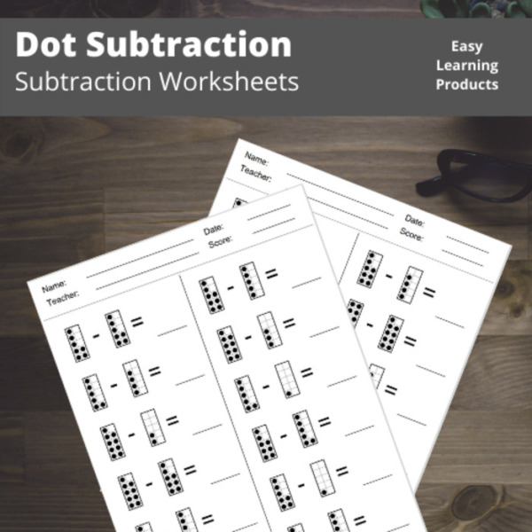 Dot Subtraction Worksheets with Answer Keys | PDF & Word Doc | Grades K – 2