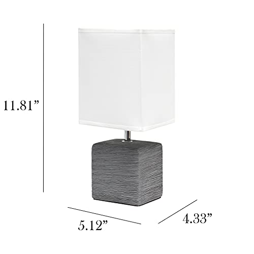 Simple Designs LT2072-GRY Petite Faux Stone Table Lamp with Fabric Shade, Gray with White Shade | The Storepaperoomates Retail Market - Fast Affordable Shopping