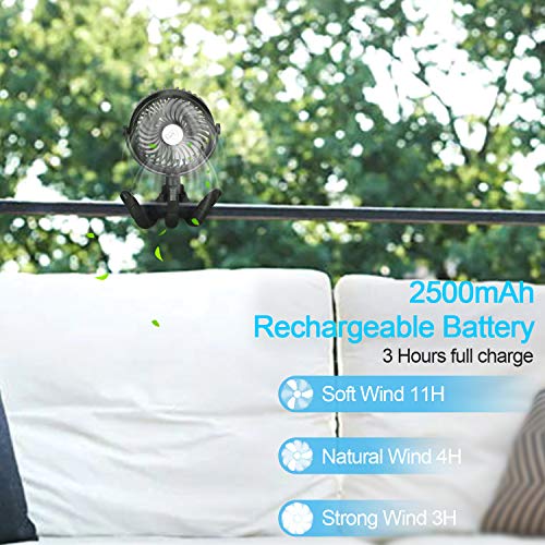 YND Stroller Fan Rechargeable Portable Fan Battery Operated Camping Fan with LED Light Mini Personal Fan with Flexible Tripod 3 Speeds USB Handheld Fan for Stroller Tent Car Seat Travel (Black) | The Storepaperoomates Retail Market - Fast Affordable Shopping