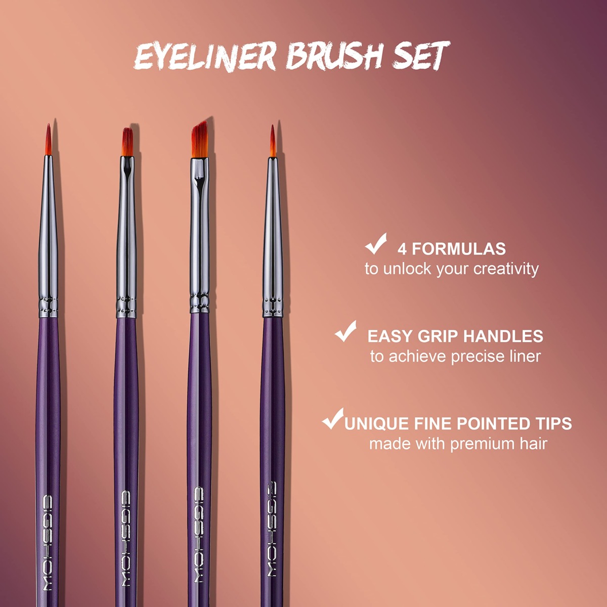 Eyeliner Makeup Brush Set – Angled Liner Brush, Tight Liner Brush, Definer Brush, Ultra-Fine Liner Brush Kit for Detailed Precision Eyeliner, Eyebrow Filling, Body or Face Painting, 4 Pieces | The Storepaperoomates Retail Market - Fast Affordable Shopping