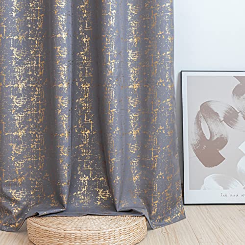 Taisier Home Gold Foil Print Linen Textured Curtains Geometric Dots Pattern Design Curtains for Bedroom Living Room Thermal Insulated Window Treatment 2 Panels 84″ L,Grey and Gold Curtains Print | The Storepaperoomates Retail Market - Fast Affordable Shopping