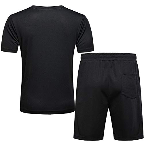 Men’s Casual Tracksuit Running Jogging Athletic Sports Top and Pants Set, Black-S | The Storepaperoomates Retail Market - Fast Affordable Shopping