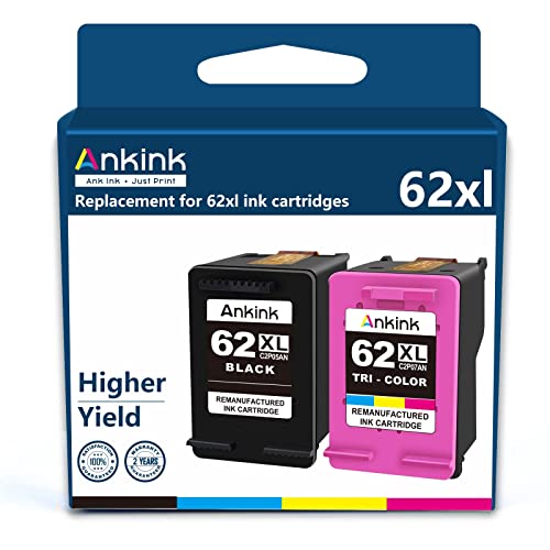 Ankink Higher Yield HP 62XL Ink Cartridge Replacement for 62 HP62XL hp62 XL Envy 5540 5640 5660 7640 7644 7645 OfficeJet 200 250 5740 5745 8040 Printer Black Color (Tricolor) Combo 2 Pack c2p07an | The Storepaperoomates Retail Market - Fast Affordable Shopping