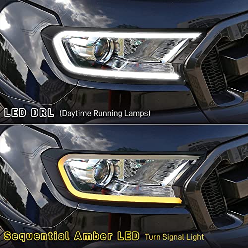 Fits 2019 2020 2021 2022 Ranger Headlight Covers with LED Light ,for 4th gen Ford Ranger XL, XLT, Lariat,A Pair of Headlights Cover Trim Replacement with Amber Turn Signal Light & LED DRL Light | The Storepaperoomates Retail Market - Fast Affordable Shopping