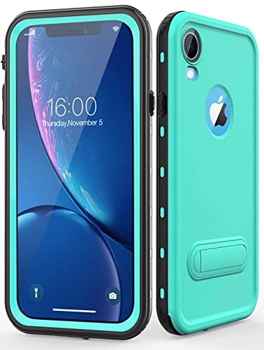 Diverbox for iPhone Xr Case Waterproof,Shockproof Dustproof IP68 Full-Body Sturdy with Kickstand Case Built-in Screen Protector,Underwater Full Sealed Cover Protective for iPhone Xr (Teal)