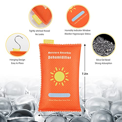 Gocheer Reusable Moisture Absorber Packet, 400g Hangable Safe Dehumidifier Bag for Closet Damp Humidity Removal Desiccant packet for Gym Bag Car RV Kitchen Bathroom Basement Dormitory Wardrobe Cabinet | The Storepaperoomates Retail Market - Fast Affordable Shopping