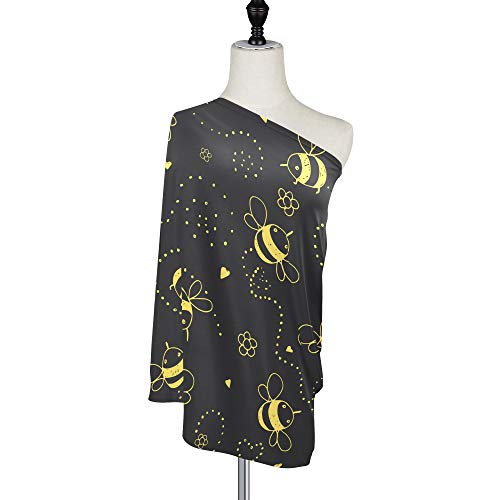 YYZZH Cartoon Cute Bee Flower Heart Pattern Doodle On Black Stretchy Baby Car Seat Cover Infant Canopy Nursing Covers Breastfeeding Cover Breathable Windproof Winter Scarf for Boys Girls | The Storepaperoomates Retail Market - Fast Affordable Shopping