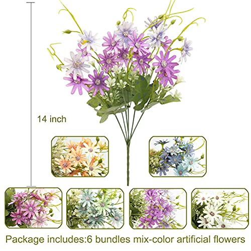 CORVYUC 6Pcs Daisy Silk Flowers Artificial Fake Wildflowers Outdoor Multicolor Faux Daisies for Garden Porch Window Table Vase Decor | The Storepaperoomates Retail Market - Fast Affordable Shopping