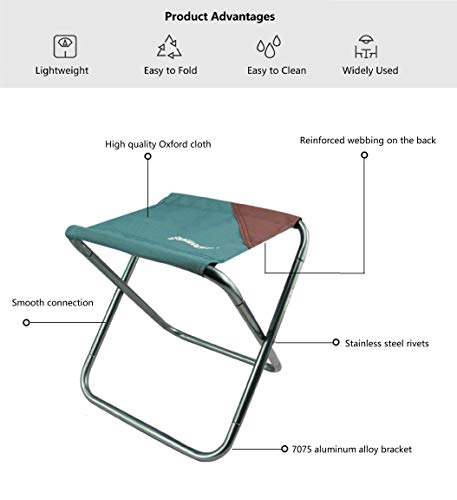 Large Foldable Camping Stool, 7075 Aluminum Alloy Light Folding Stool, Outdoor Folding Stool, Portable Travel Stool, Suitable for Buses, Subways, Trains, Parks, etc. (L, Green) | The Storepaperoomates Retail Market - Fast Affordable Shopping