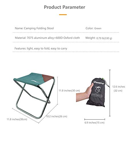 Large Foldable Camping Stool, 7075 Aluminum Alloy Light Folding Stool, Outdoor Folding Stool, Portable Travel Stool, Suitable for Buses, Subways, Trains, Parks, etc. (L, Green) | The Storepaperoomates Retail Market - Fast Affordable Shopping