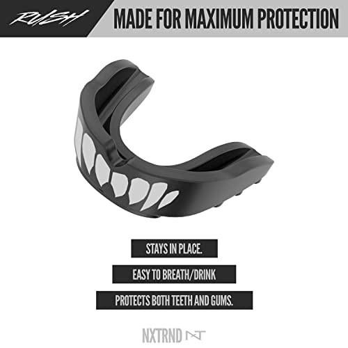 2 Pack Nxtrnd Rush Mouth Guard Sports, Professional Mouthguards for Boxing, Jiu Jitsu, MMA, Wrestling, Football, Lacrosse, and All Sports, Fits Adults, Youth, and Kids 11+ (B&W Fang) | The Storepaperoomates Retail Market - Fast Affordable Shopping