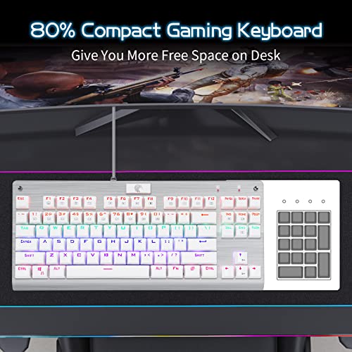 Chuangquan Z-77 87-Key Mechanical Keyboard with Tactile Brown Switches,Tenkeyless Keybord for Professional Gaming and Office (White) | The Storepaperoomates Retail Market - Fast Affordable Shopping