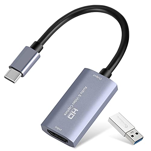 Guermok Video Capture Card, USB3.0 HDMI to USB C Audio Capture Card, 4K 1080P 60FPS Capture with Type-C Adapter Devices for Gaming Live Streaming Video Recorder, for Windows Mac OS System OBS Zoom