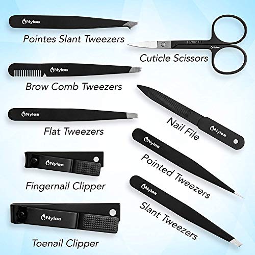 Nylea Professional Tweezers Set and Nail Clippers for Men and Women [Perfect Alignment / Grip] Best Precision Stainless Steel Kit for Ingrown Hair Eyebrows Facial Hair Splinter and Eyelashes 9pcs | The Storepaperoomates Retail Market - Fast Affordable Shopping