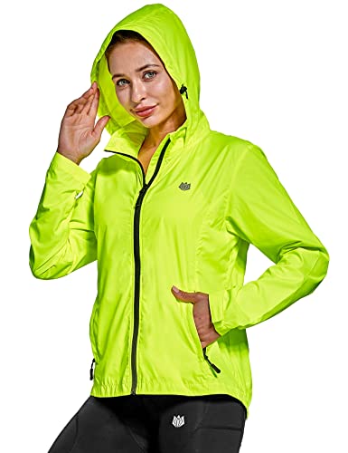 FitsT4 Women’s Cycling Running Jackets Lightweight Windproof Bike Windbreaker Reflective with Hood Fluorescent Yellow Size 2XL | The Storepaperoomates Retail Market - Fast Affordable Shopping