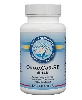 Apex Energetics OmegaCo3-SE 120 softgels (K-113) Supports Heart Health and The Immune System Through Formula That Includes 975 mg of IFOS Certified Omega-3 and Omega-6 fattyacids