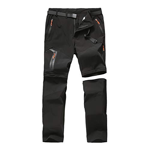 CAMOFOXIN Men’s Hiking Pants Outdoor Convertible Quick Dry Fishing Pants & Shorts (Black, 30W X 30L)