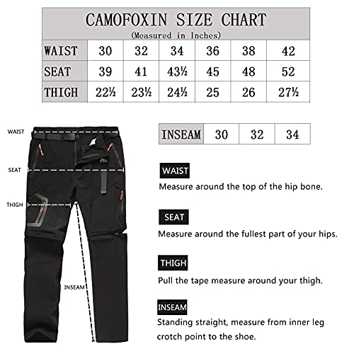 CAMOFOXIN Men’s Hiking Pants Outdoor Convertible Quick Dry Fishing Pants & Shorts (Black, 30W X 30L) | The Storepaperoomates Retail Market - Fast Affordable Shopping