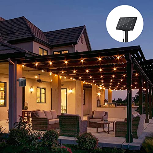 Bomcosy Solar String Lights Outdoor Waterproof, 100FT Patio Lights with Remote Globe Lights, 4 Modes Dimmable 50+2 Bulbs for Outdoor/Indoor Decorating Patio Cafe Backyard Porch Balcony, Warm White | The Storepaperoomates Retail Market - Fast Affordable Shopping