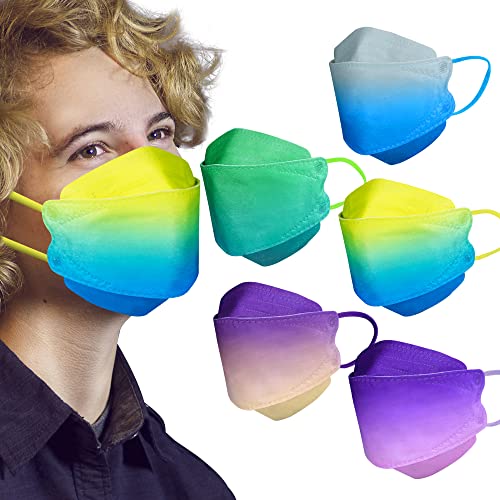 LUCIFER Face Mask, Multicolor Gradient Disposable Face Mask For Women Men, 50 Pack Individual Packs, 4-Ply Adult Masks With Comfortable Earloops & Adjustable Metal Nose Strip | The Storepaperoomates Retail Market - Fast Affordable Shopping