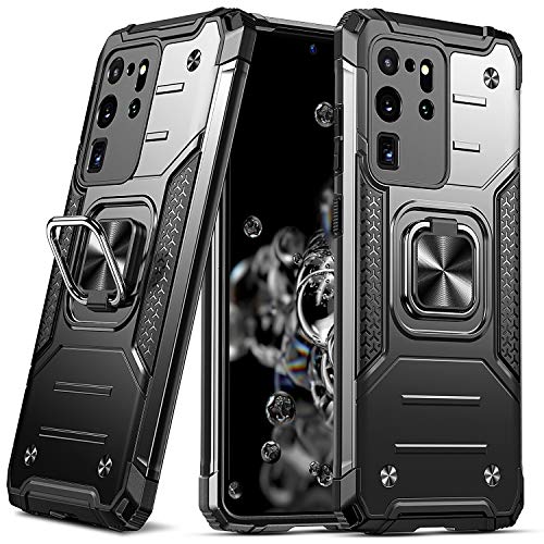 Anqrp Galaxy S20 Ultra Case, Military Grade Protective Phone Case Cover with Enhanced Metal Ring Kickstand [Support Magnet Mount] Compatible with Samsung Galaxy S20 Ultra, Black