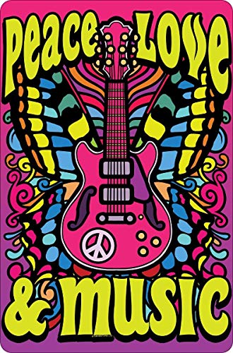 NINGFEI Wall Decor Metal Signs The Only Way to Live, Peace, Love & Music Small Tin Sign 8″ x 12″ for Laundry Room Garden Home Garage Ranch Decorative Sign | The Storepaperoomates Retail Market - Fast Affordable Shopping