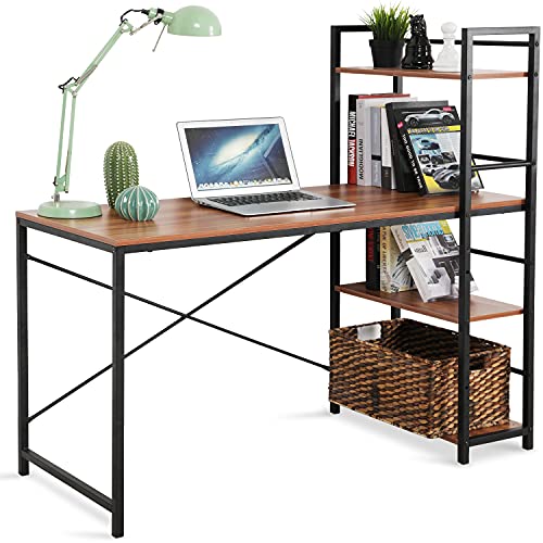 LEZIOA Computer Desk with Storage Shelves Home Office Desk Gaming Writing Study Table for Teenager PC Laptop Table Space-Saving Workstations (Rustic Brown, 47 Inch) | The Storepaperoomates Retail Market - Fast Affordable Shopping