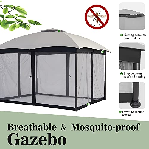 StarEcho 10 x 12 Outdoor Gazebo with Netting, Patio Canopy Gazebo with Durable Frame, Gazebo for Backyard Soft Top Waterproof, Quick Assemble, Gray | The Storepaperoomates Retail Market - Fast Affordable Shopping