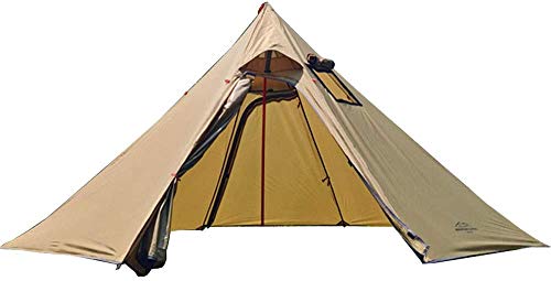 4 Person Teepee Hot Tent with Half Mesh and Fire Retardant Stove Jack Lightweight 6.8lb Height 7.2FT Teepee Tent Outdoor Camping Pyramid Tipi Tent (Brown Green) | The Storepaperoomates Retail Market - Fast Affordable Shopping