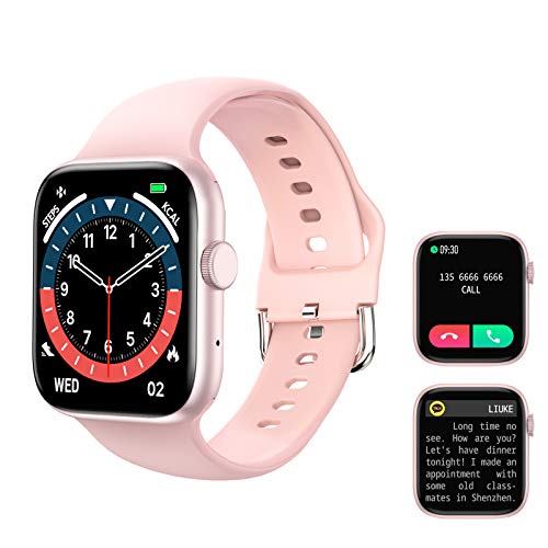 Kimnix Smart Watch (Answer/Make Calls), 2022 1.72 in Bluetooth Smart Watches for Women Android Phones Full Metal Aluminum Body Fitness Tracker with Call/Text/Heart Rate/SpO2/Sleep Monitor, Pink