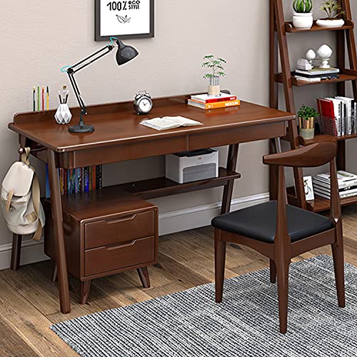 KINGBO Solid Wood Computer Desk 47″ with Storage Shelves & 2 Drawers for Home Office, Study Table, Writing Desk, Work Desk Station, PC Table, Laptop Desk | The Storepaperoomates Retail Market - Fast Affordable Shopping