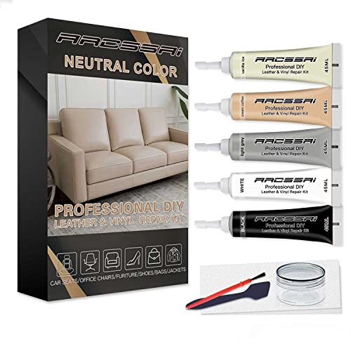 Neutral Color Leather Repair Kit for Furniture, Car Seats, Sofa, Jacket and Purse. PU Leather Repair Paint Gel. Repair Tears & Burn Holes. Provide Color Matching Guide & Super Easy Instructions | The Storepaperoomates Retail Market - Fast Affordable Shopping
