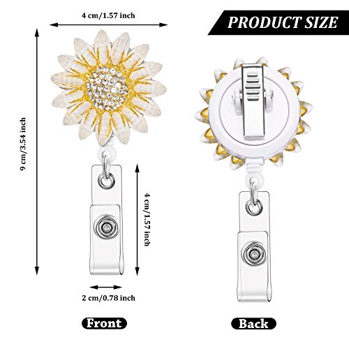 2 Pieces Retractable Badge Reel Sunflower Badge Reel Sunflower Badge Holder Clip with Alligator Clip Nylon Cord ID Badge Reel on Card Holders for Nurse Teacher Student (Orange, White) | The Storepaperoomates Retail Market - Fast Affordable Shopping