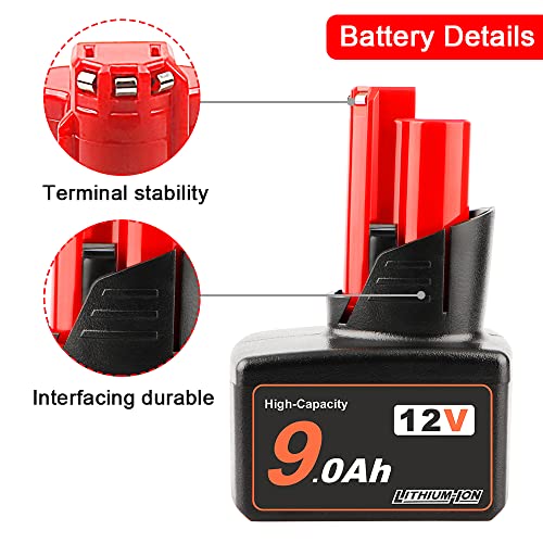 AMICROSS 12V Battery 9.0Ah Compatible with M12 Milwaukee 48-11-2440 48-11-2412 48-11-2460 48-11-2411 48-11-2420 48-11-2401 48-11-2402 48-11-2401 12-Volt M12 Cordless Tools 2-Pack | The Storepaperoomates Retail Market - Fast Affordable Shopping
