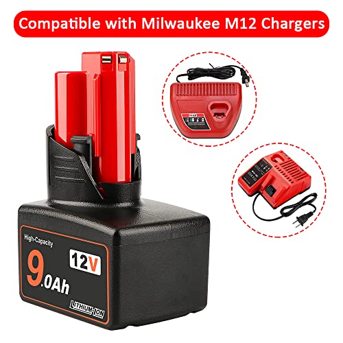 AMICROSS 12V Battery 9.0Ah Compatible with M12 Milwaukee 48-11-2440 48-11-2412 48-11-2460 48-11-2411 48-11-2420 48-11-2401 48-11-2402 48-11-2401 12-Volt M12 Cordless Tools 2-Pack | The Storepaperoomates Retail Market - Fast Affordable Shopping